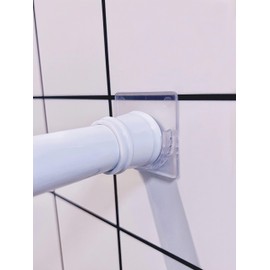 LADYMOON Adhesive Shower Curtain Rod Holder No Drilling,Set of 4,No Slippage Wall Mount Retainer of Shower Rods for Bathroom(Shower Curtain Rod Not Included) Transparent