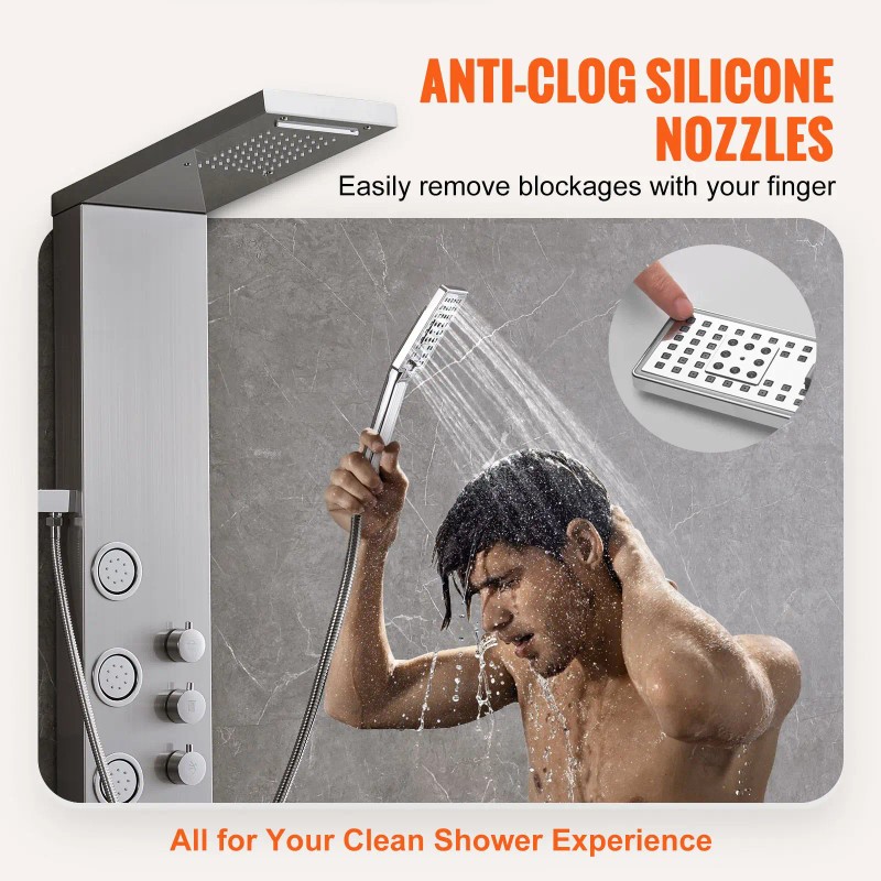 4-Mode Tower Rainfall Waterfall Shower Panel System with 5 Full