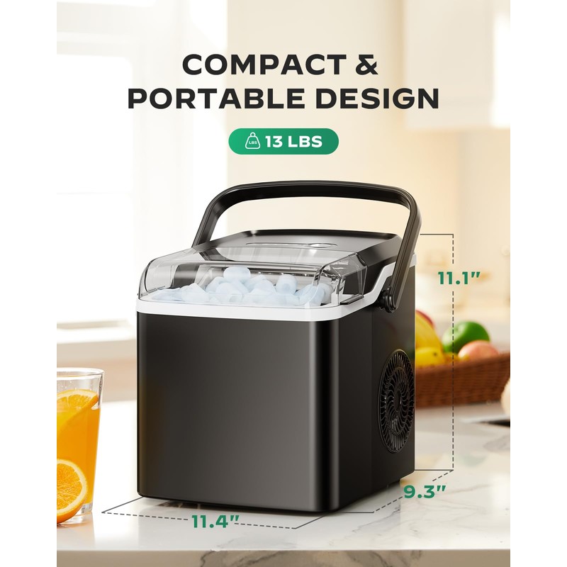 Silonn Countertop Ice Maker, 9 Cubes Ready in 6 Mins,