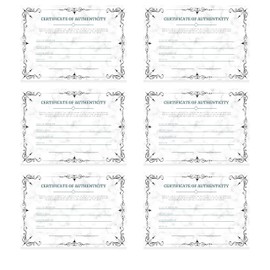 Mini Certificate of Authenticity, 5 x 7 Inch Premium Certificates, Perfect for Valuations, Gifts, Collectibles and Artwork, Bulk Pack of 6