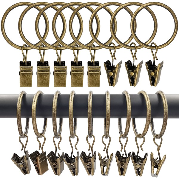 LLPJS 100 Pack Curtain Rings with Clips, Curtain Clip Rings