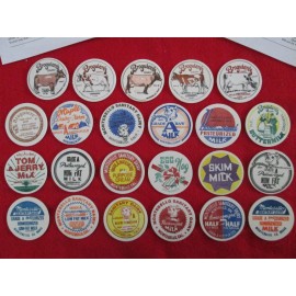 Stanpac 23 Broguiere's Dairy Montebello CA milk bottle caps Guernsey Holstein cows set