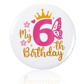 6th Birthday Badge, Birthday Girl Badge, Celebrate Your Little Princess's Special Day with a Sparkling, Party Accessor, Celebration Decoration