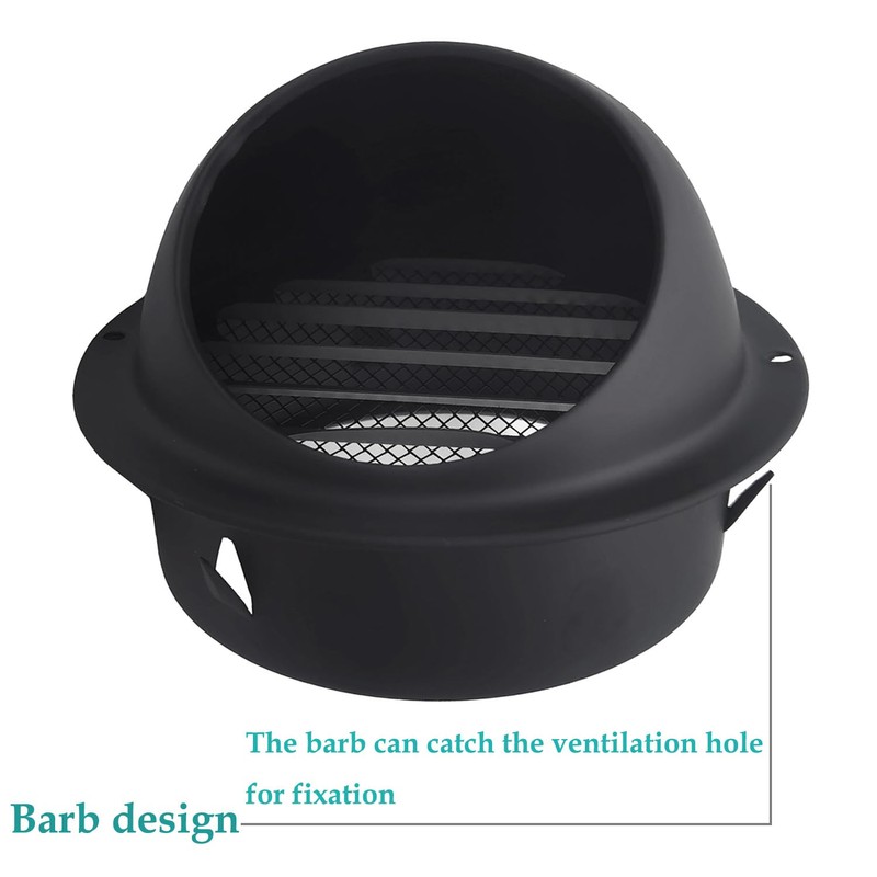 4 Inch Black Circular Arc Air Vents, JSIXASO Stainless Steel