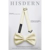 HISDERN Men's Bow Pocket Square Set Plain Pre-Tied Fly Handkerchief