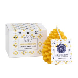 The Beeswax Co Pinecone Beeswax Candle - Natural Honey Scented - Long-Lasting & Eco-Friendly - Cotton Wick - Slow Burning - Hand Poured Pure Organic Bees Wax - 2 x 3.5