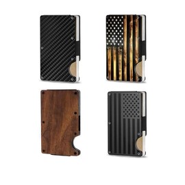 RFID Blocking Minimalist Slim Card Holder, Men's Business Holder Pocket Cash Credit Slim Wallet, American Flag Artcraft Card Holder With Money Clip - Color: Black Flag