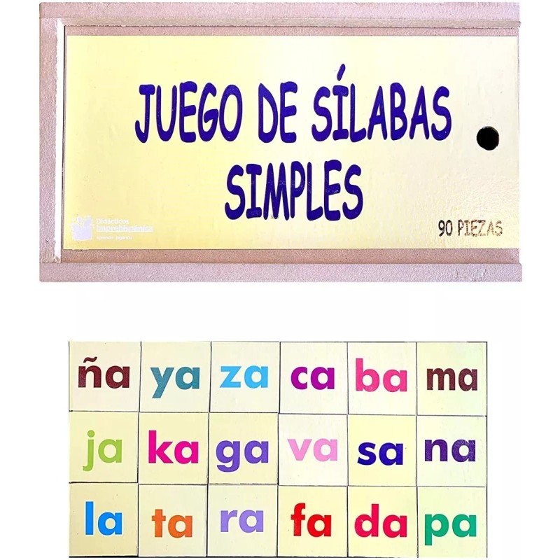 D. Imprehispanica 5 Cajas De Silabas Simples, Lectoescritura Madera, Didáctico