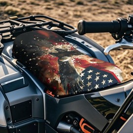 SEANATIVE Elastic ATV Accessories Motorcycle Seat Cover Universal Motorcycle Flexible Seat Protector Breathable Padded Eagle American Flag Print Protector Water-resistan Motorcycle Cushion Covers