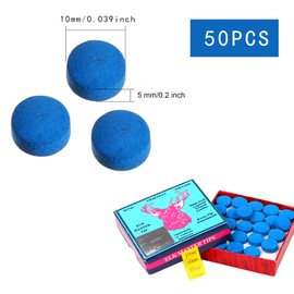 Udewo 50 Pieces Cue Tips, 10mm Pool Tips Snooker Tips Blue Diamond Snooker Cue Tips Leather Pool Cue Tips Billiard Tips Snooker Cue Replacement Tips Pool Stick Tips for Pool Cues and Snooker