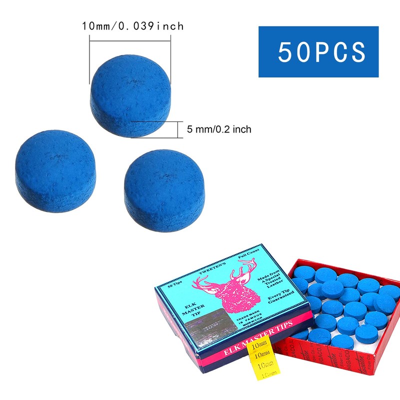 Udewo 50 Pieces Cue Tips, 10mm Pool Tips Snooker Tips