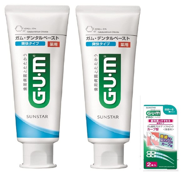 GUM (Quasi-Drug) Periodontal Disease Prevention, Medicated Toothpaste, Refreshing Type, Cool Mint Type, 4.2 oz (120 g) x 2 + Bonus Included