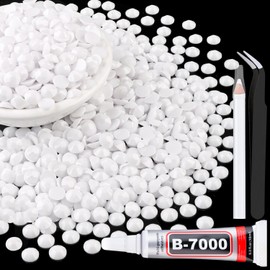 3000Pcs 5mm Resin Jelly Rhinestones with 1Pcs 10ml B7000 Jewelry Glue for Crafting, White Flatback Gems, Bedazzling Crystal Bulk for DIY Crafts Clothing Tumblers Shoes Nail Art Fabric