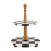 Mud Pie Checkered Marble Tiered Server; 16" x 12" dia