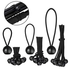 4 Inch 6 Inch 9 Inch Ball Bungee Canopy Cords 30 Pieces Tie Down Straps Black Bungee Cord Loop Straps for Securing Household Items, Automotive Items,Tarp Tie Down, Lacrosse, Soccer