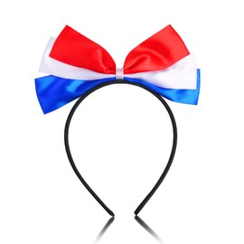 Doneace 4th of July Bow Headband American Flag Headbands for Women Patriotic Theme Red White Blue Design Bowknot Hairband Hair Decorations for Independence Day Party Festive Parade Accessories 1Pcs