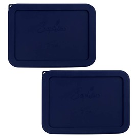 Sophico 3 Cup Rectangle Silicone Storage Cover Lids Replacement for Pyrex 7210-PC Glass Bowls, Container not Included (NAVY BLUE, 2 Pack)