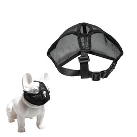French Bulldog Muzzle for Flattened Dog Muzzle Adjustable Mesh Head Strap Short Snouts Dog Bulldog Muzzle Anti-Biting, Chewing, Barking