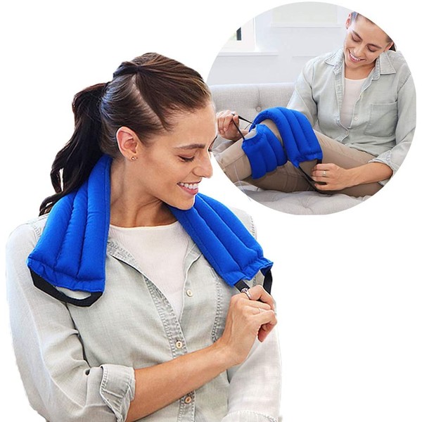 My Heating Pad Microwavable Multi Purpose Wrap for Neck and Shoulders, Back, Joints, and Menstrual Cramps Pain Relief | Heat Therapy Pack with Handles for Sore Muscles - Blue
