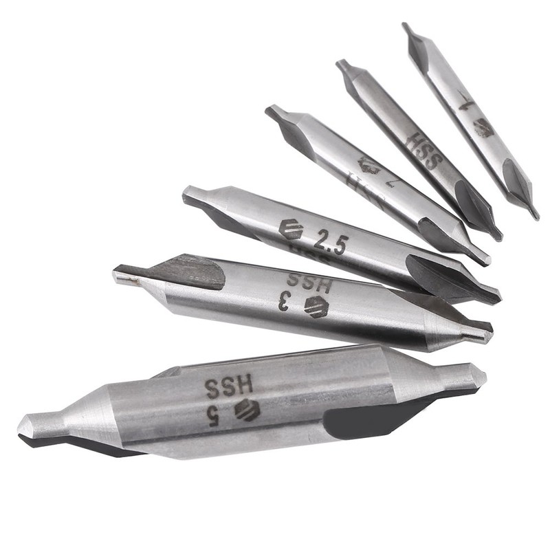 6PCS Brocas de Centrado Avellanador de Centro Broca de Acero