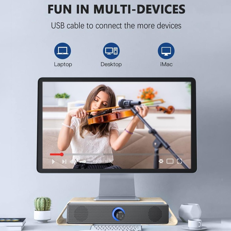 FAYAZ USB Computer Speakers, 40W Computer Soundbar for PC,Desktop Laptop,USB