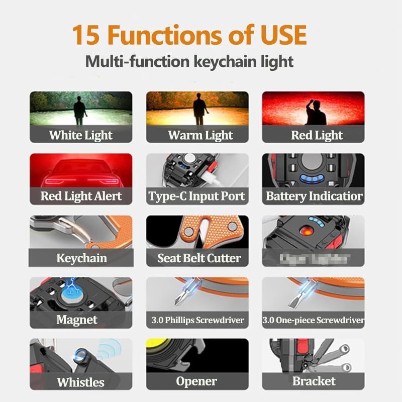 Mini Keychain Light, Multifunctional Lighting, Outdoor Camping COB Work Light