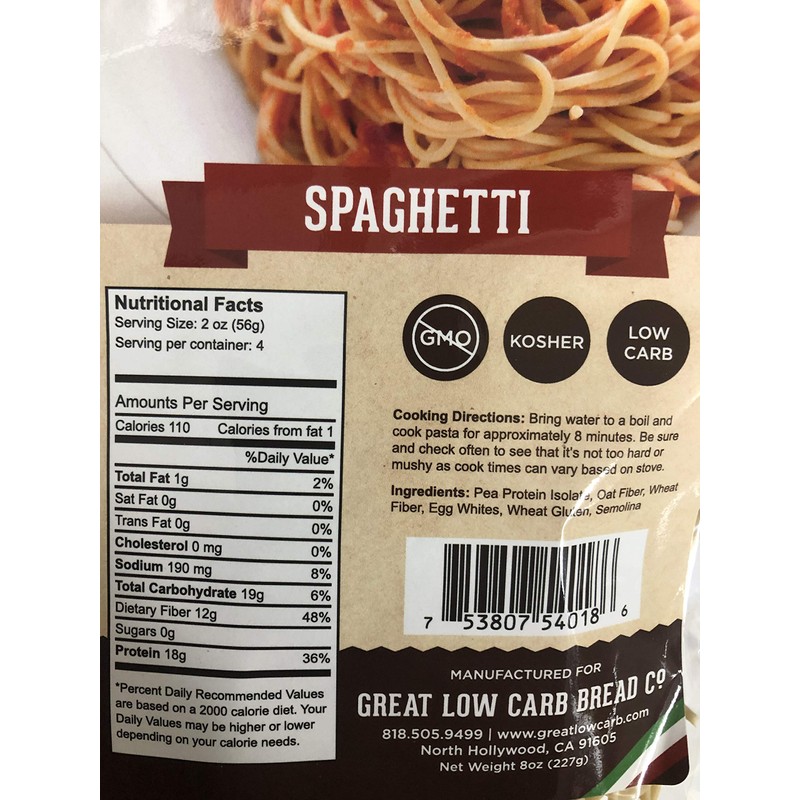Low Carb Pasta, Keto Pasta, Great Low Carb Bread Company,