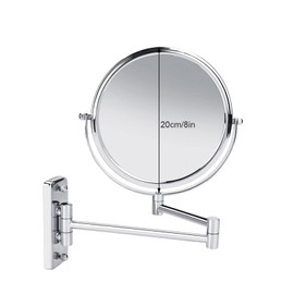 8" Wall Mount Makeup Mirror, Rust Proof, Double Sided Swivel Mirror with 3X Magnifying - Stable and Sturdy Wall-Mounted Base - Ideal for Daily Makeup and Shaving