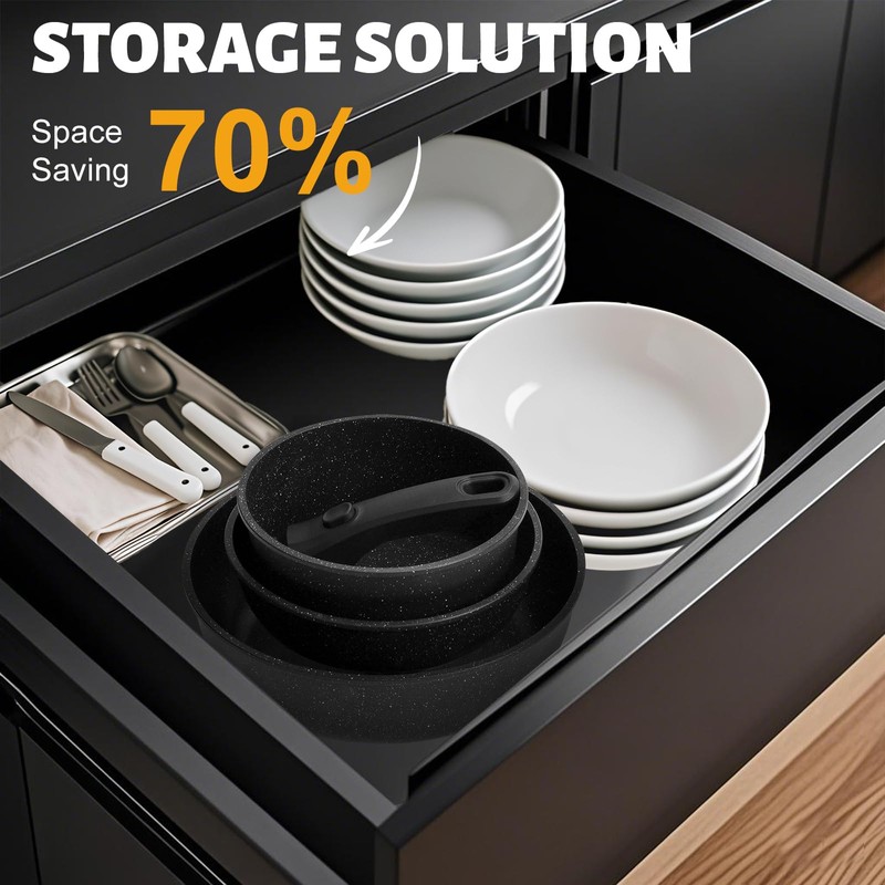 Numola 10 pcs Pots and Pan Set Non Stick with