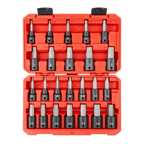 TEKTON 1/2 Inch Drive Hex Impact Bit Socket Set, 24-Piece