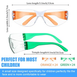Kanayu 48 Pack Kids Protective Safety Glasses Bulk Kids Safety Goggles Scratch Impact Resistant Goggles Eyewear(Orange, Green)