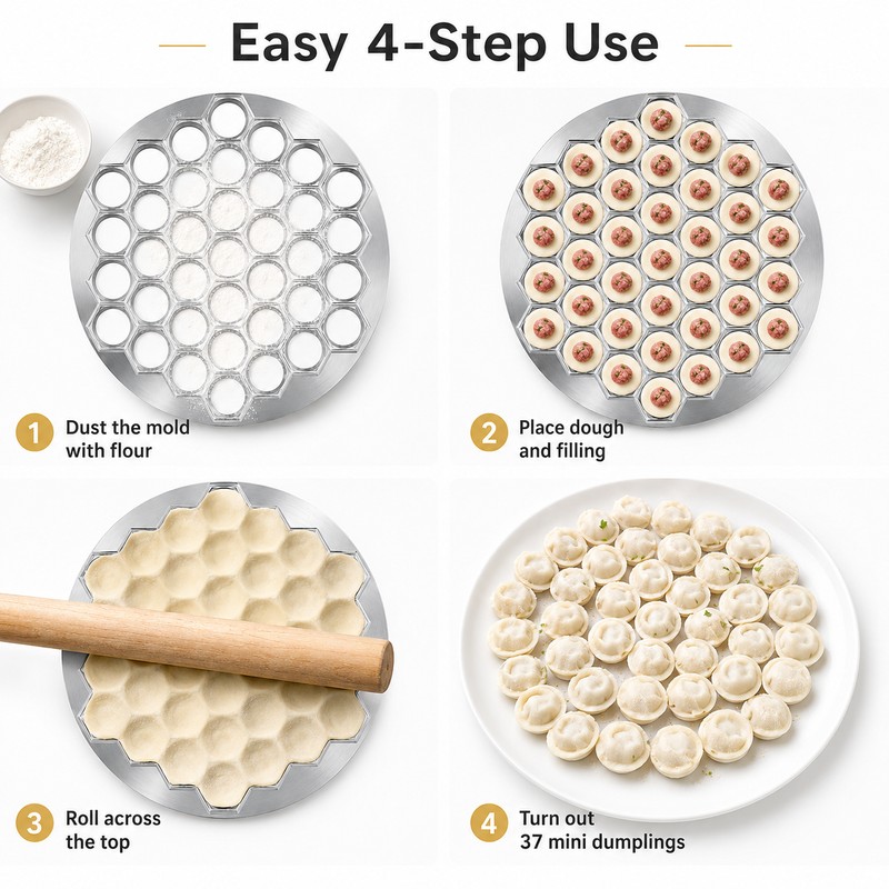 37-Hole Dumpling Maker for Homemade Pasta – Aluminum Ravioli Press