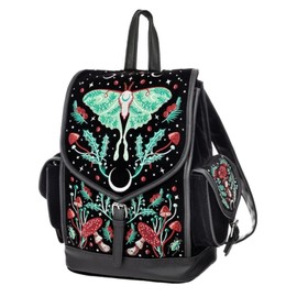 Restyle Autumnal Equinox Backpack Gothic Moth Mushroom Embroidered Bag