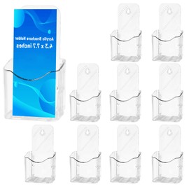Liyeeeuo Brochure Display Stand,10 Pcs 4x9 Inches Acrylic Pamphlet Holder Stand,Wall Mount/Countertop Clear Plastic Trifold Rack Card Holders Organizer for Display Flyer,Post Card,Document,Literature