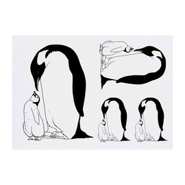 4 x 'Penguin Family' Temporary Tattoos - Water Resistant, Skin-Safe, Non-Toxic Transfers, Mixed Sizes (TO00080704)