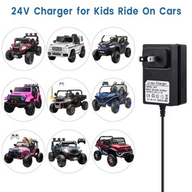24V Battery Charger for Kids Ride On Car Toys, 24 Volt Power Adapter for Best Choice Products, Charging Cable with Indicator Light