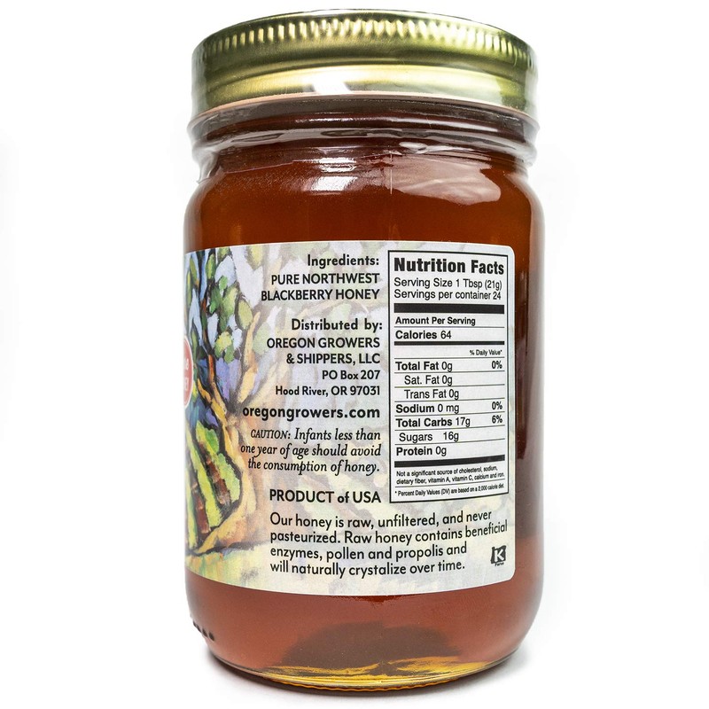Oregon Growers Raw & Unfiltered Blackberry Honey - Organic Honey,
