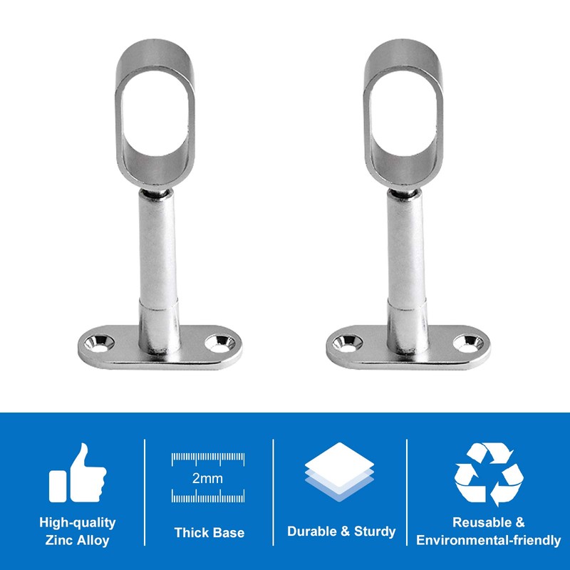 INCREWAY Closet Rod Support, 4Pcs Hollow Zinc Alloy Adjustable Oval