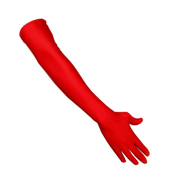 Unbekannt Lange Satinhandschuhe in Rot