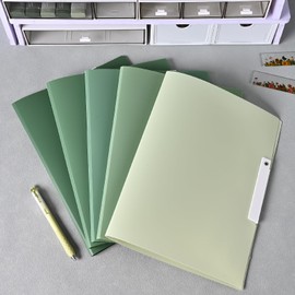 BAYTORY 5Pcs Gradient Report Covers with Swing Clip, Report Folder for A4 & Letter Size Paper, Plastic Folders with Double Clip, Presentation Binder for School Business (Green)