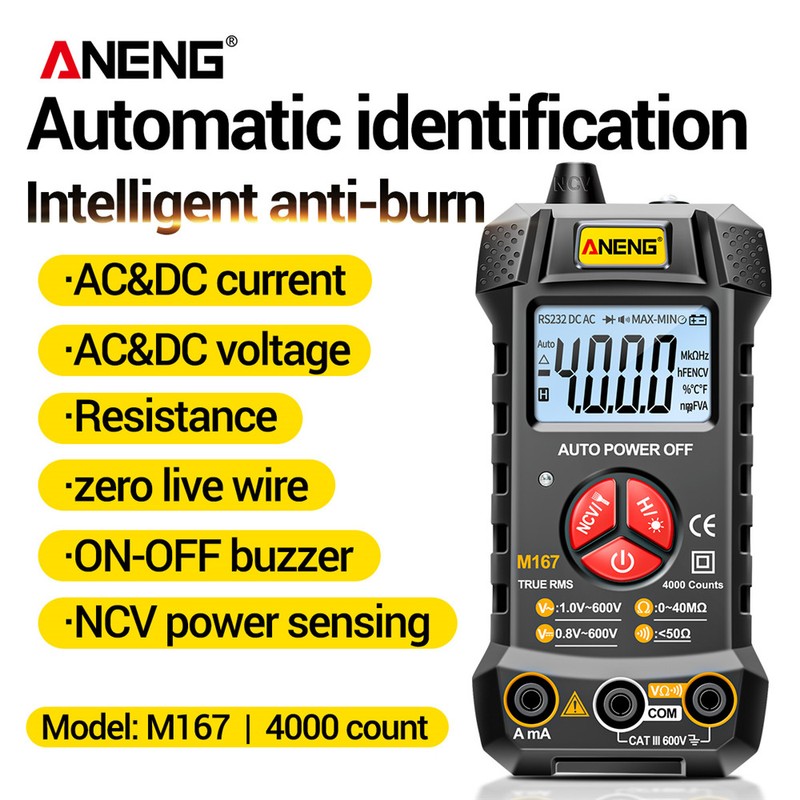 ANENG M167 Smart Digital Multimeter Auto Recognition 4000 Counts Voltmeter