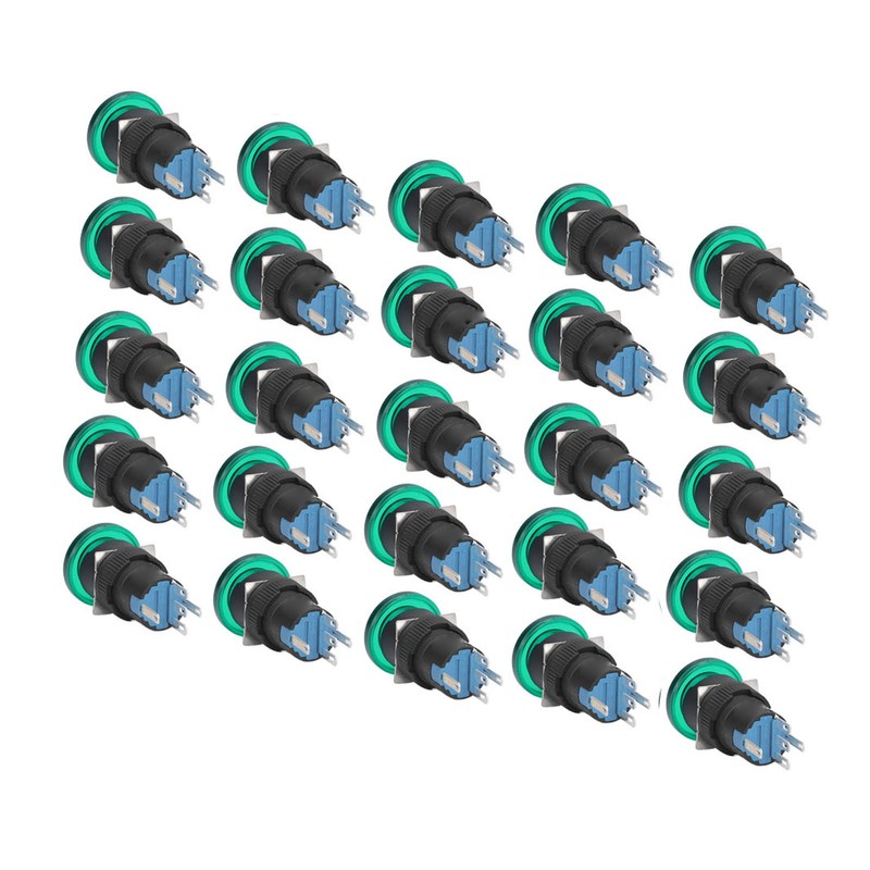 25Pcs/Set Green Mushroom Head Switch IP65 Plastic Mini Button Switches