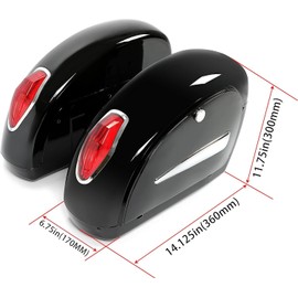 ECOTRIC Motorcycle Saddlebags W/Lock & Lights 36L Pair Compatible with Honda Yamaha Harley Sporster Softail Suzuki Kawasaki vulcan Universal Hard Saddle Bags Trunk Luggage w/Mounting Brackets Black