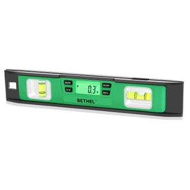 BETHEL Digital Torpedo Level -10 Inch IP54 Digital Magnetized Level Protected Electronic Bubble Inclinometer/Angle Finder/LED Display & V-Groove Base (10 Inch, Green)