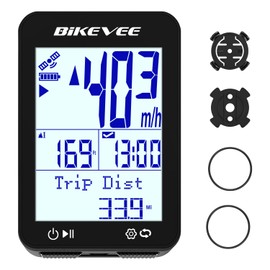 Bikevee Wireless GPS Bike Computer 2.4" Display Altitude Speed Distance Backlight IPX7 Waterproof for Road MTB Cycling - Black
