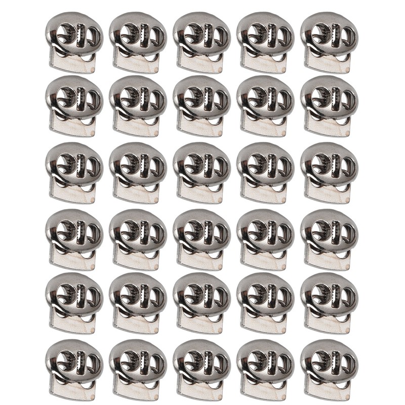 30pcs Metal Cord Lock End Toggle Double Hole Spring Stopper