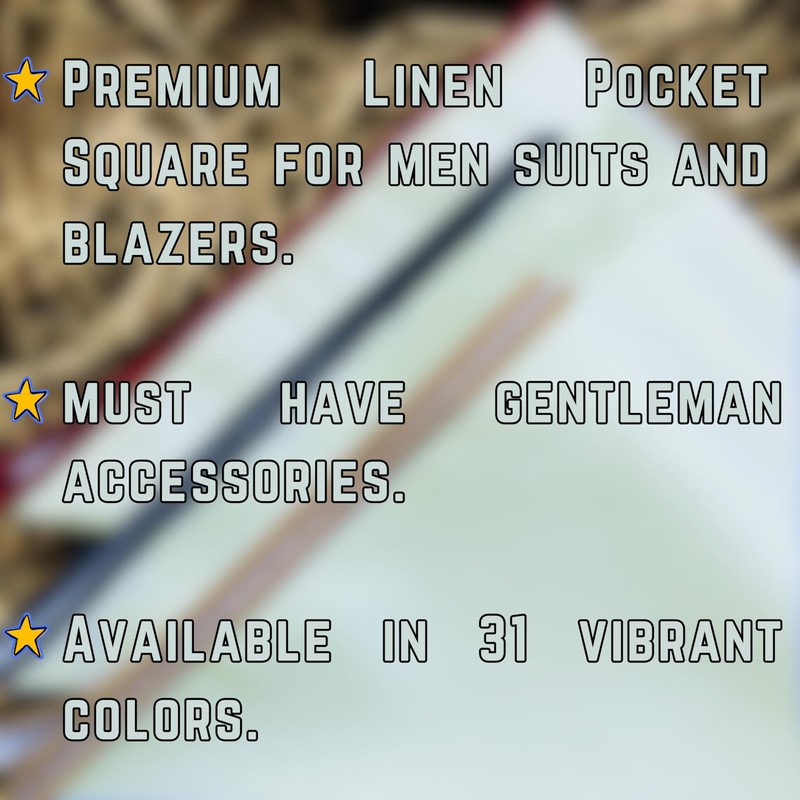 Hell Blues Natural Linen Pocket squares with Contrast Color Stitch,