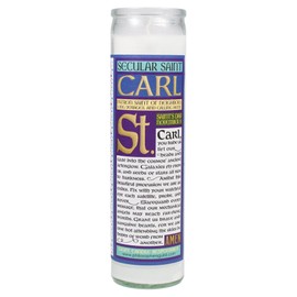 The Unemployed Philosophers Guild Carl Sagan Secular Saint Candle - Unscented 8 Inch Tall Glass Prayer Votive, Made in The USA