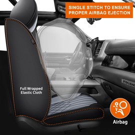 RAWAKORW Seat Covers Fit for Dodge RAM1500 2500 3500 2002-2023 2024 2025：Waterproof and Non-Slip Faux Leather Car Seat Covers(Black&Grey,2 PCS Front)