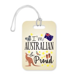 LT193 I'm Australian and Proud Novelty Funny Unique Designer Gift Glossy Plastic Suitcase Luggage Tag